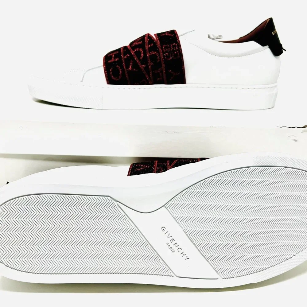 GIVENCHY PARIS Urban Street Low Webbing White Red Black Men's Sneakers - Picture 4 of 6